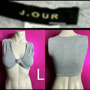 🆕Sexy Charcoal Grey Front Knot Detail Crop Top   Size L